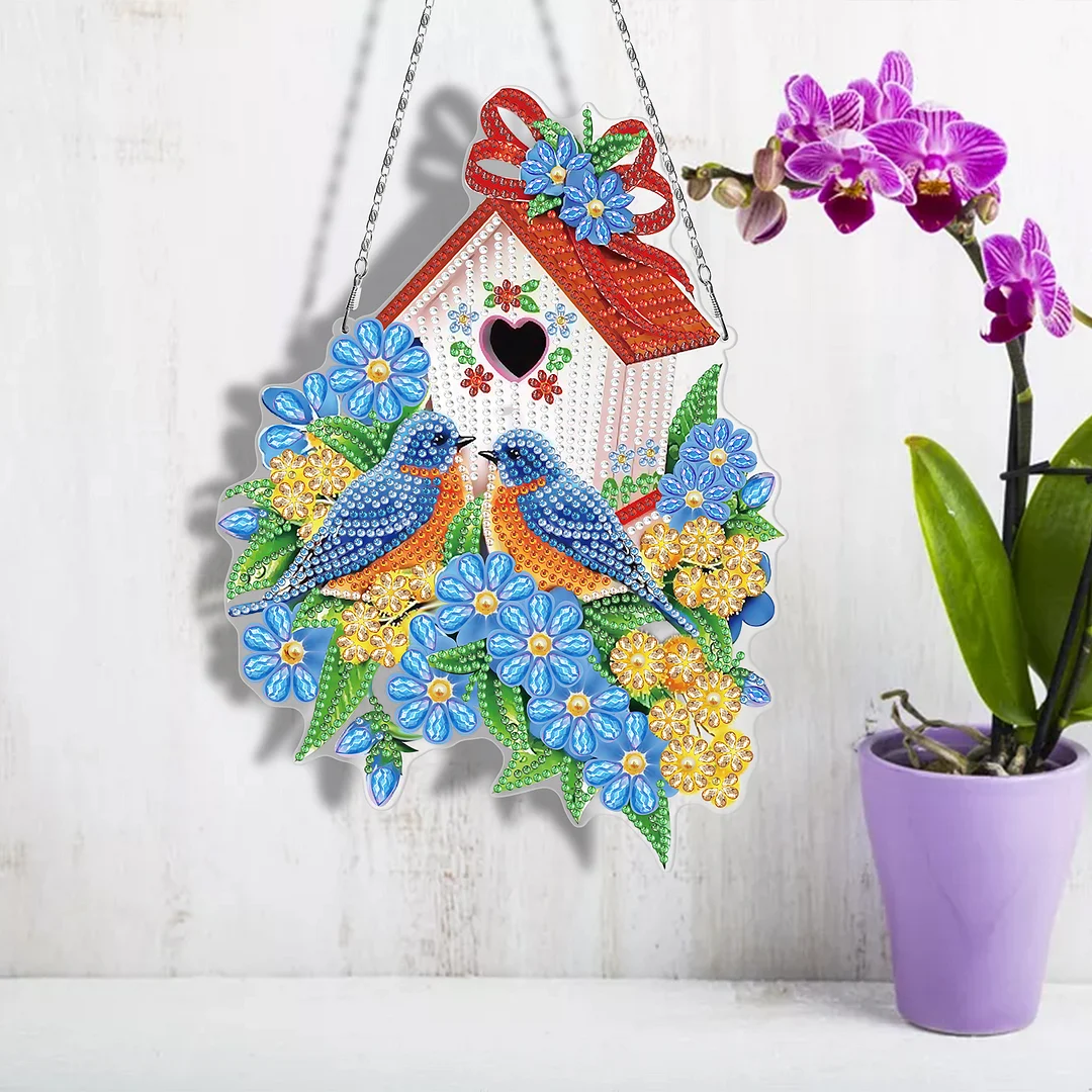 DIY Diamond Painting Hanging Wreath - Bird(Double Sided)