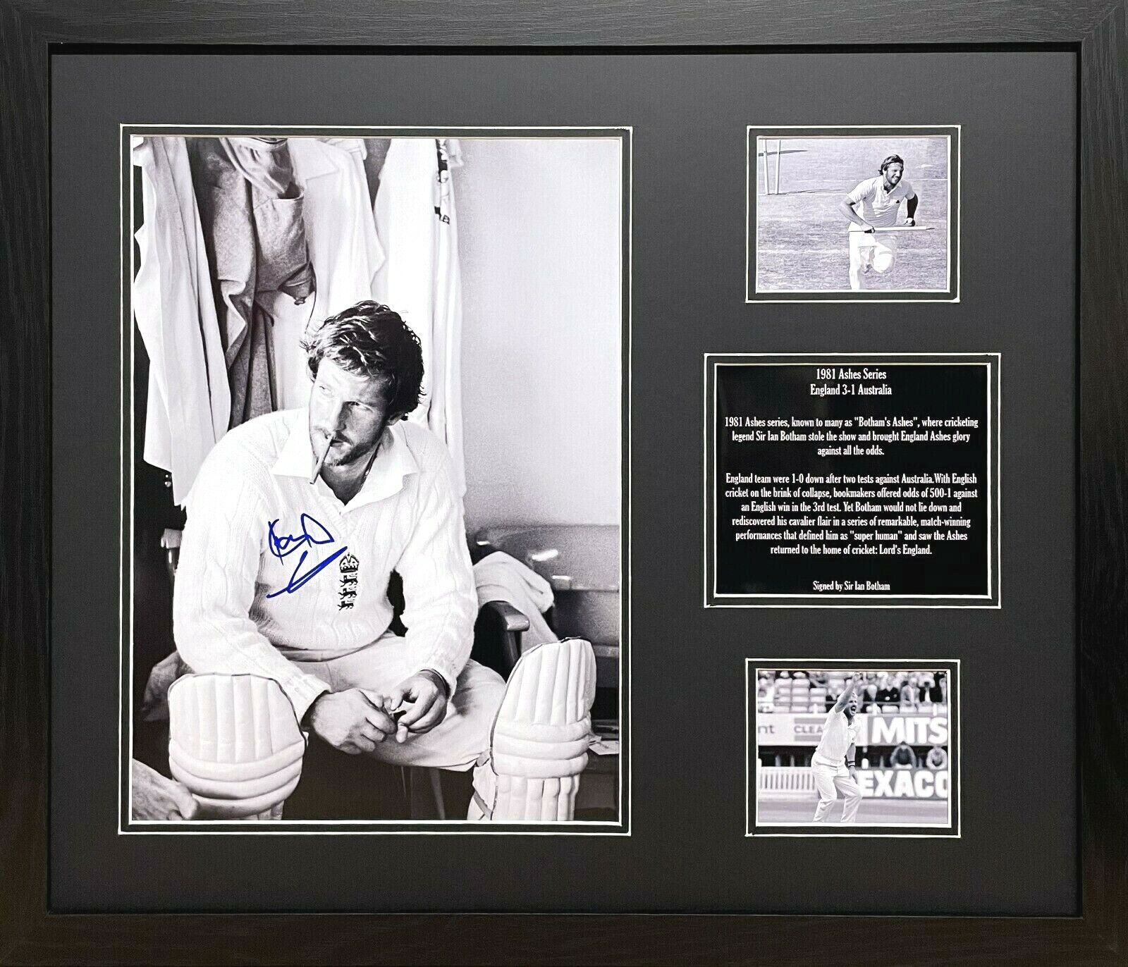 FRAMED IAN BOTHAM SIGNED 16X12 Photo Poster painting ENGLAND CRICKET ASHES WITH COA & PROOF