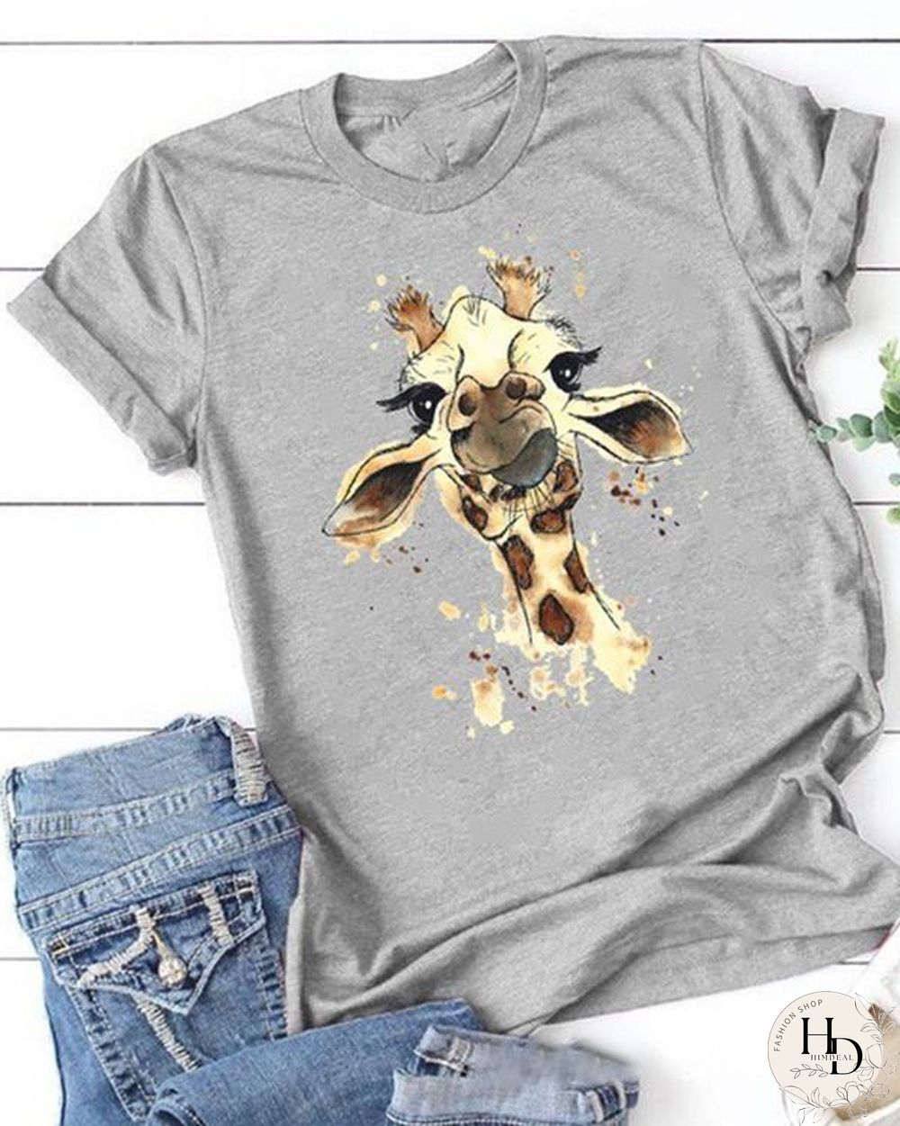 The Giraffe Printing Short Sleeve T-shirt