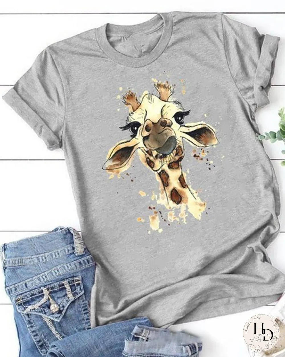 The Giraffe Printing Short Sleeve T-shirt