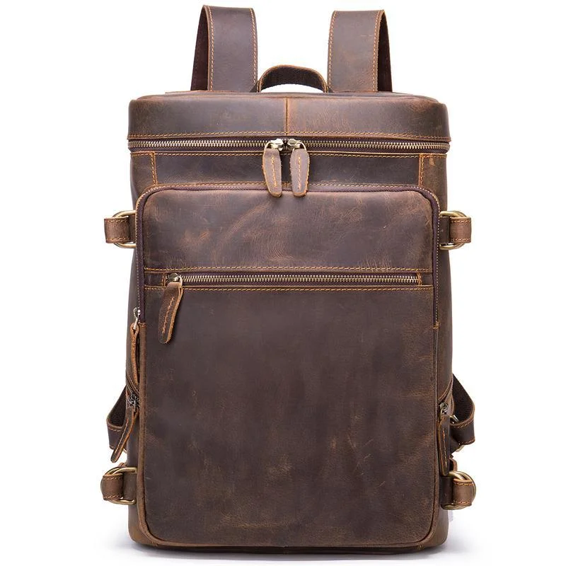 Classic Handbag Retro Leather Computer Large-Capacity Breathable Backpack