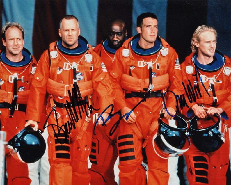 ARMAGEDDON CAST SIGNED Photo Poster painting X3 Bruce Willis, Ben Affleck, Owen Wilson wcoa