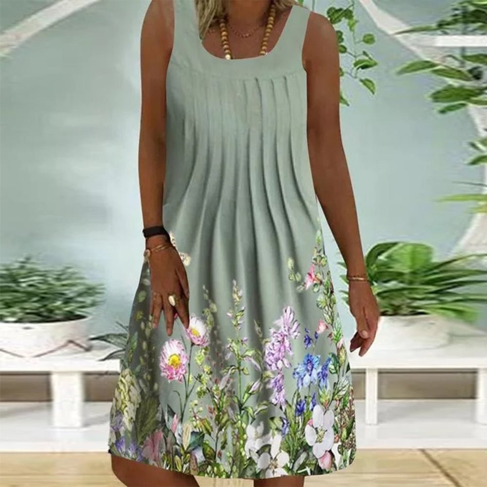 Fresh Sleeveless Print Mini Dress