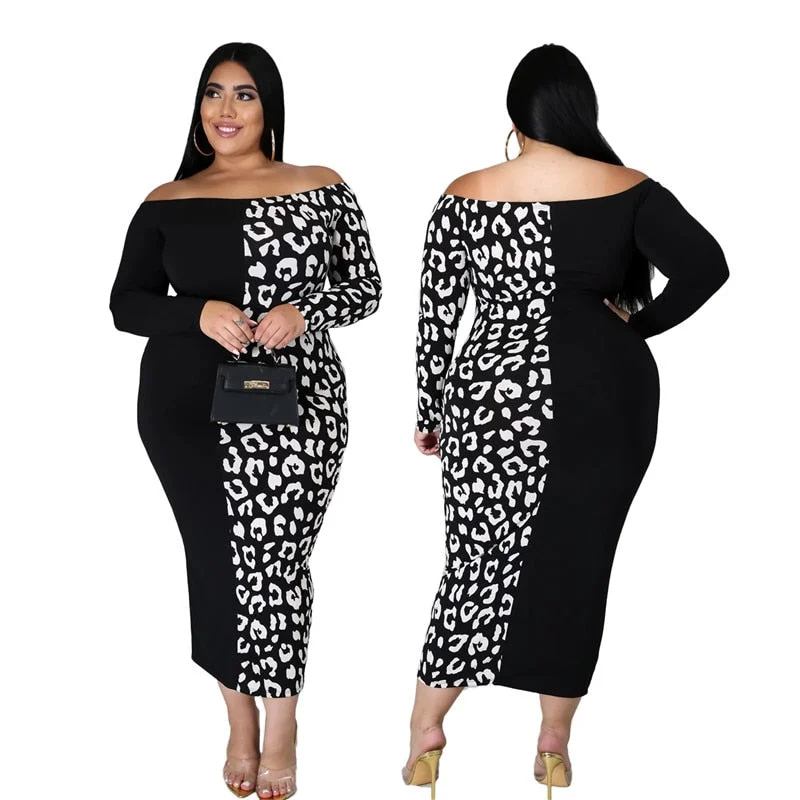 Plus Size XXL-6XL Dress Women Elegant Maxi Dress New Fashion Sexy Bodycon Off Shoulder Vintage Party Dress Wholesale Dropshpping