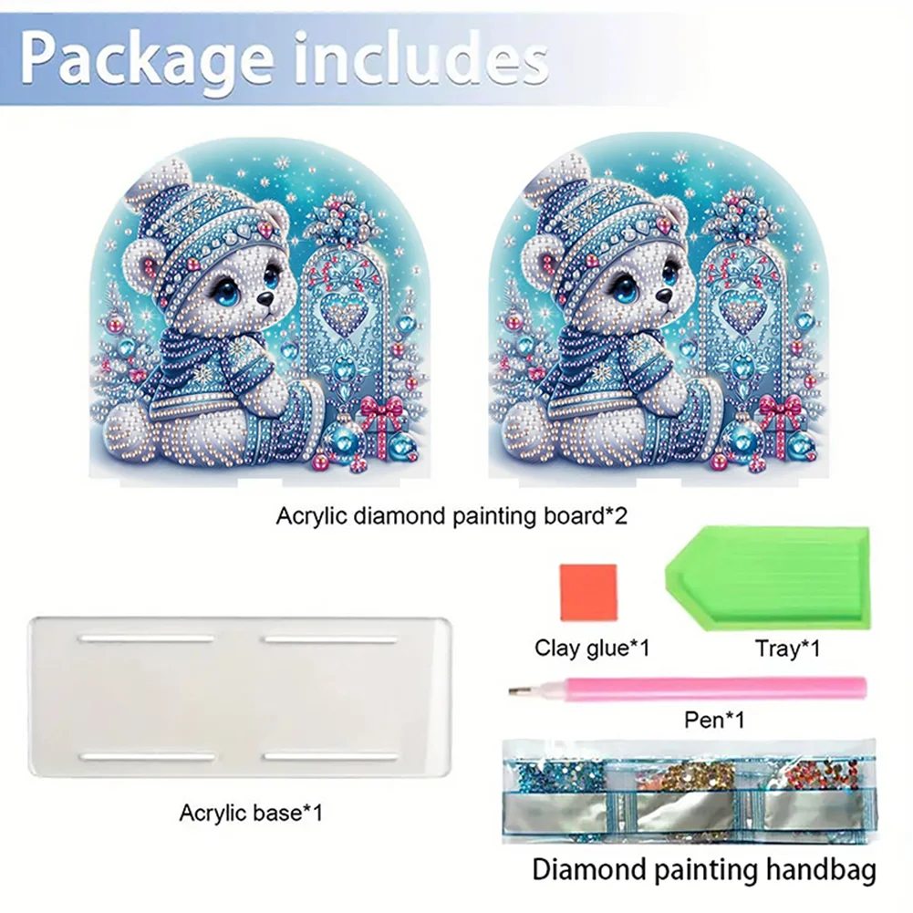 5D DIY Polar Bear Acrylic Diamond Art Painting Napkin Holder Set