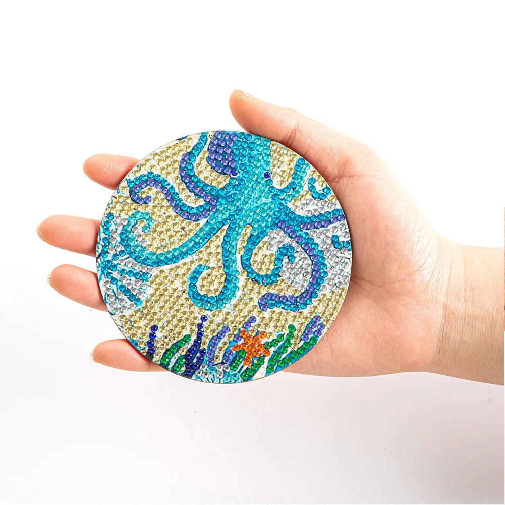 8pcs DIY Marine Life Anti Slip Coasters Stackable Creative for Tabletop Protection