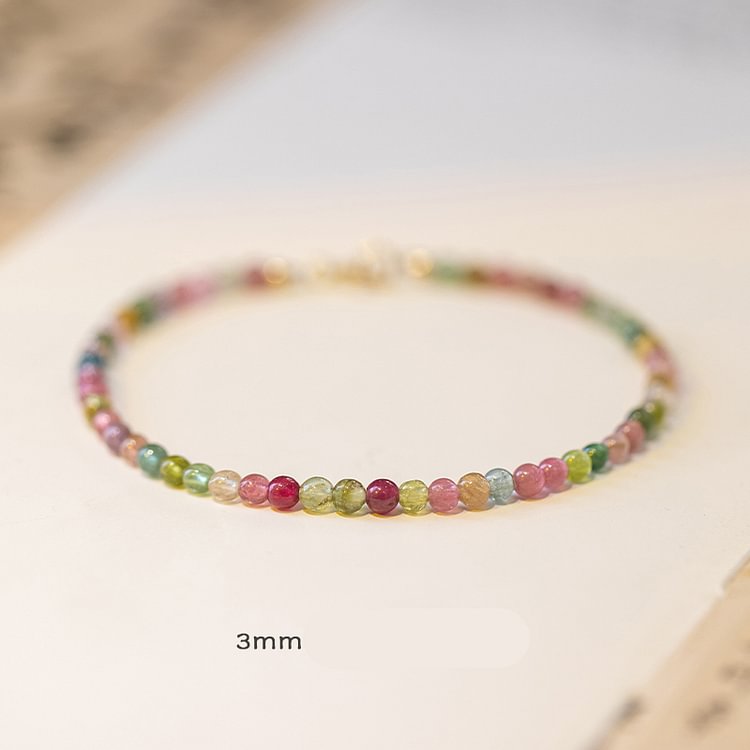 Rainbow Tourmaline Beads Bracelet - Modakawa Modakawa