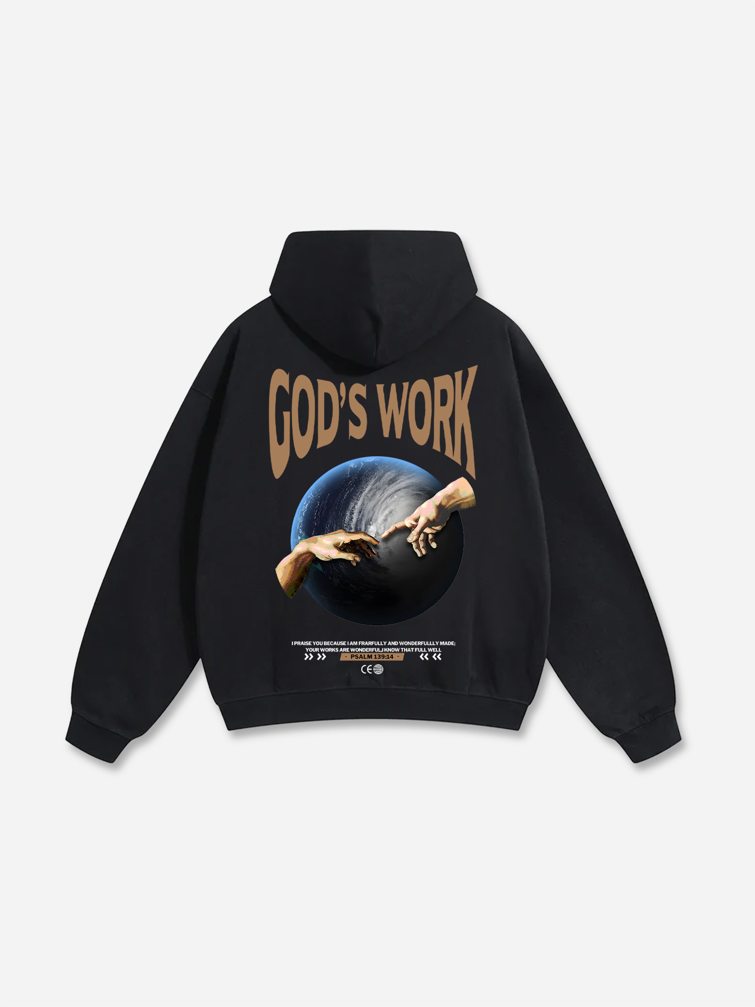 Sopula God's Work Faith– Psalm 139:14 Bible Verse Graphic Print  Hoodies - Sopula ｜Premium Graphic Tees & Graphic Streetwear