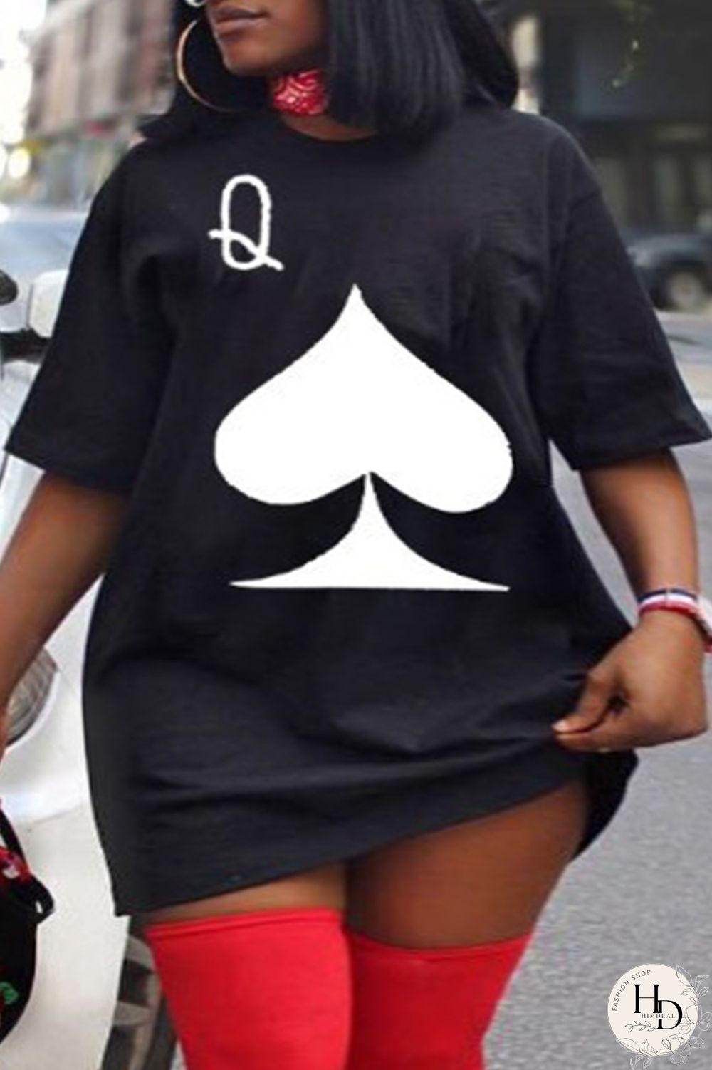 Black Casual Street Print Patchwork O Neck T-shirt Dress Plus Size Dresses