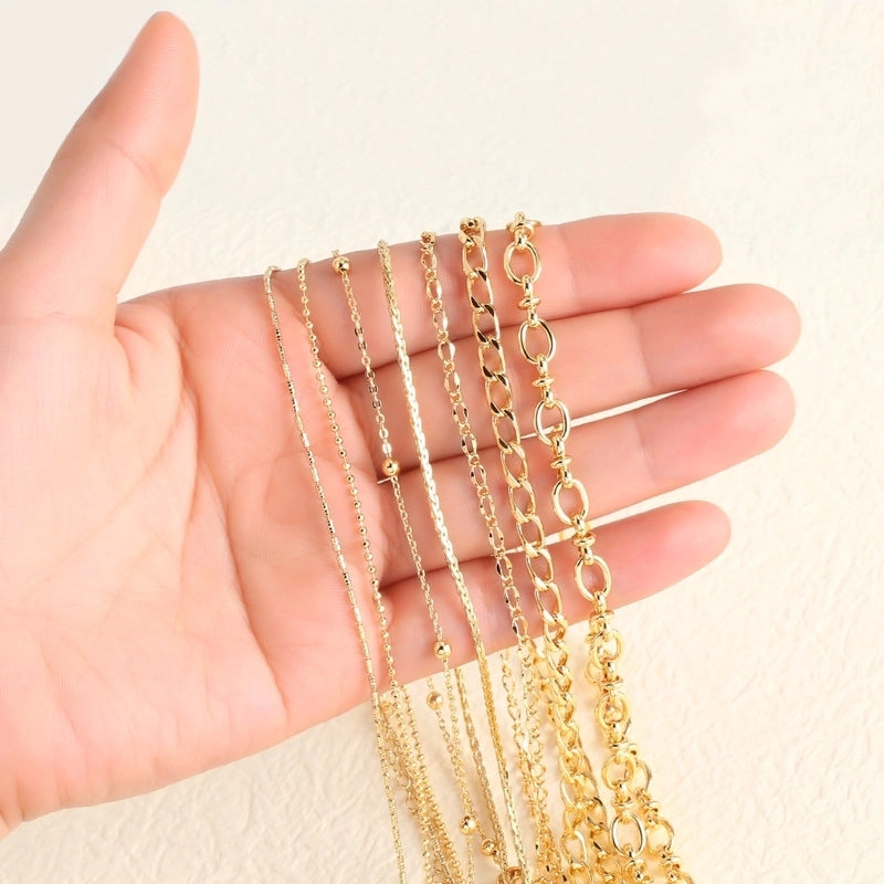 1 Piece 201 Stainless Steel 18K Gold Plated 40-45cm Diameter 4mm Jewelry Accessories Chain