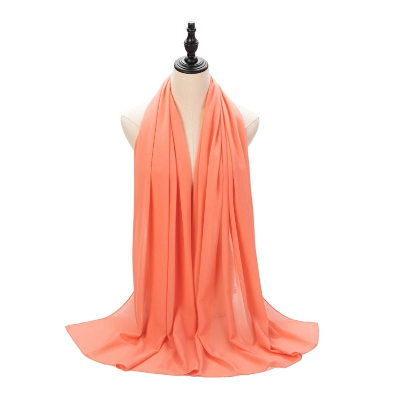 Hot Pearl Chiffon Yarn Muslim Women Hijab Silk Scarf Hui Turban Plain Long Scarf