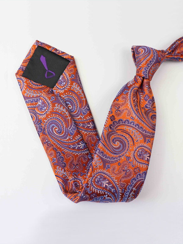 Paisley Print Orange Silk Ties