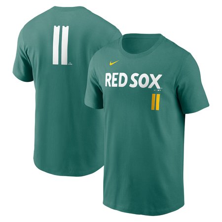 Men's Boston Red Sox #11 Rafael Devers  Green 2025 City Connect Fuse Name & Number T-Shirt