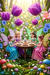 Luxury AB Velvet Diamond Painting Kit - Fairy Tea Party