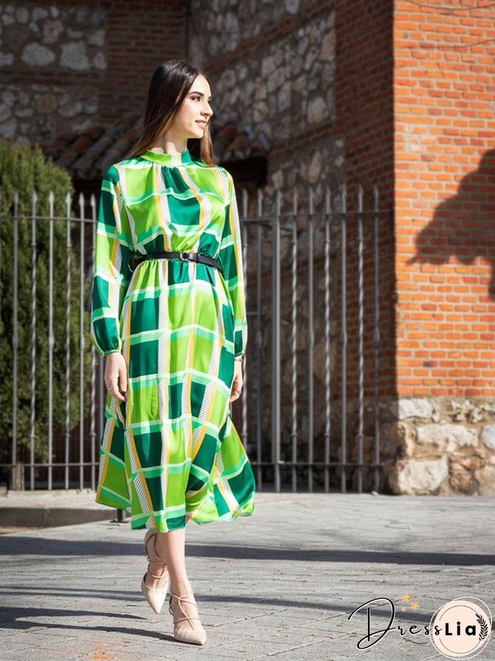 Casual and Loose Print A-line Dress with Waist Reduction