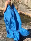 Loose Solid Color Condole Belt Maxi Dress