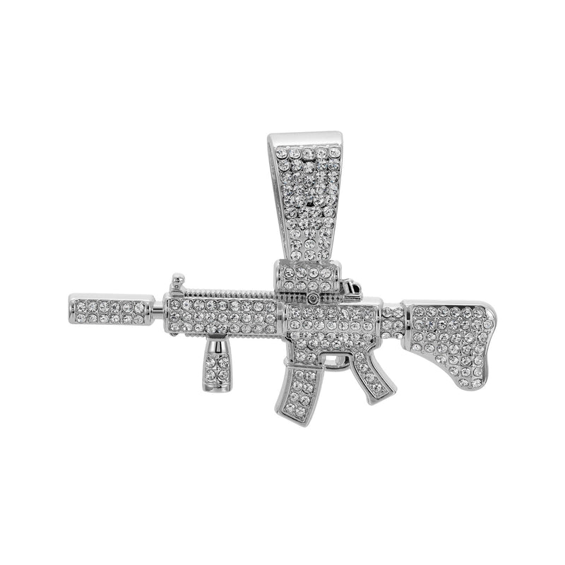 Hip-Hop Machine Gun Alloy Zinc Alloy Diamond Men’s Pendant Necklace