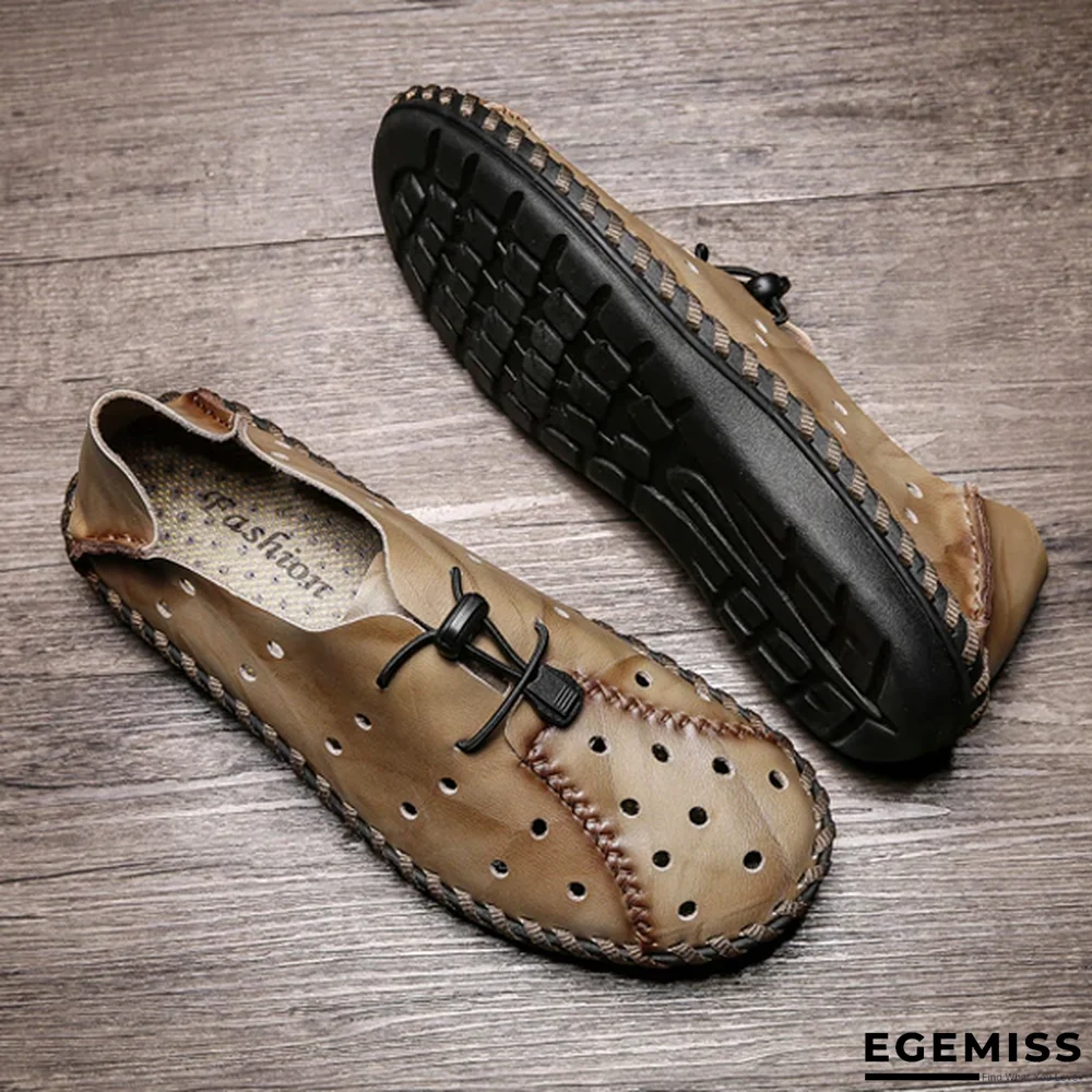 Men Breathable Genuine Leather Sandals Flats Fashion Casual Beach Shoes | EGEMISS