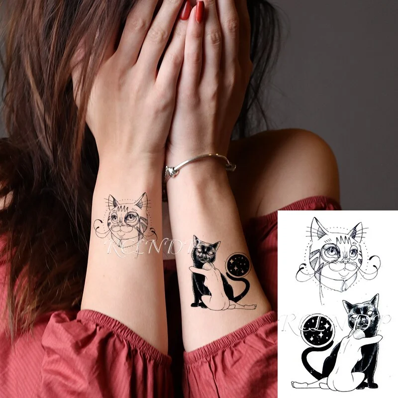 Waterproof Temporary Tattoo Sticker Feather Arrow Compass Element Fake Tatto Flash Tatoo Small Body Art for Kids Men Women
