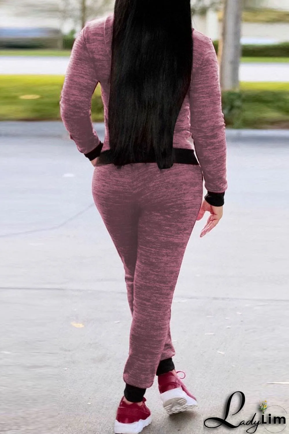 Grey Casual Sportswear Letter Print Patchwork Hooded Collar Long Sleeve Two Pieces