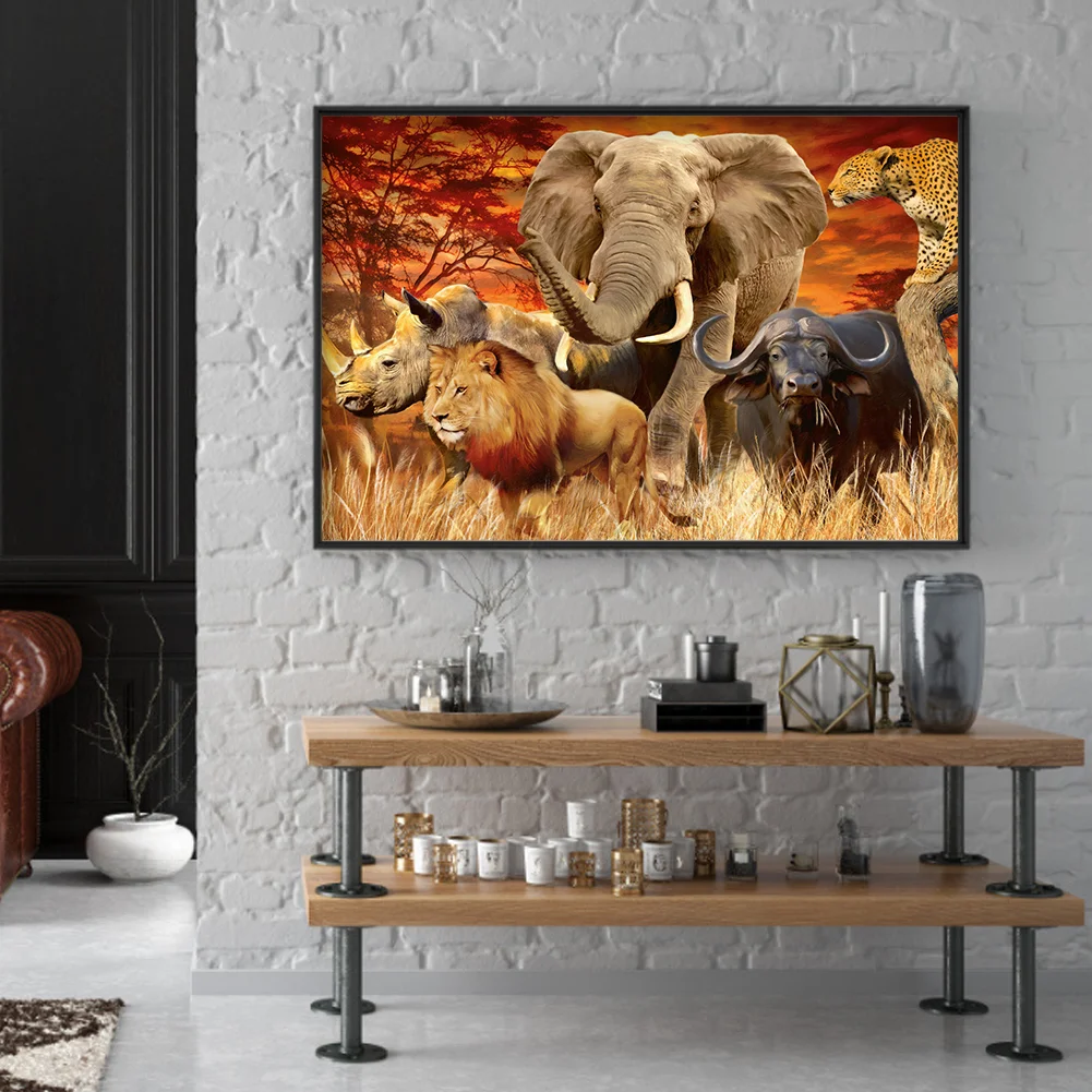 Diamond Painting - Full Round Drill - Jungle Animals(60*40cm)