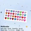 36pcs 12mm Heart Shape DIY Self-Adhesive Gem & Rhinestone Stickers Sparkling Jewel Stickers for Crafts & Decorations