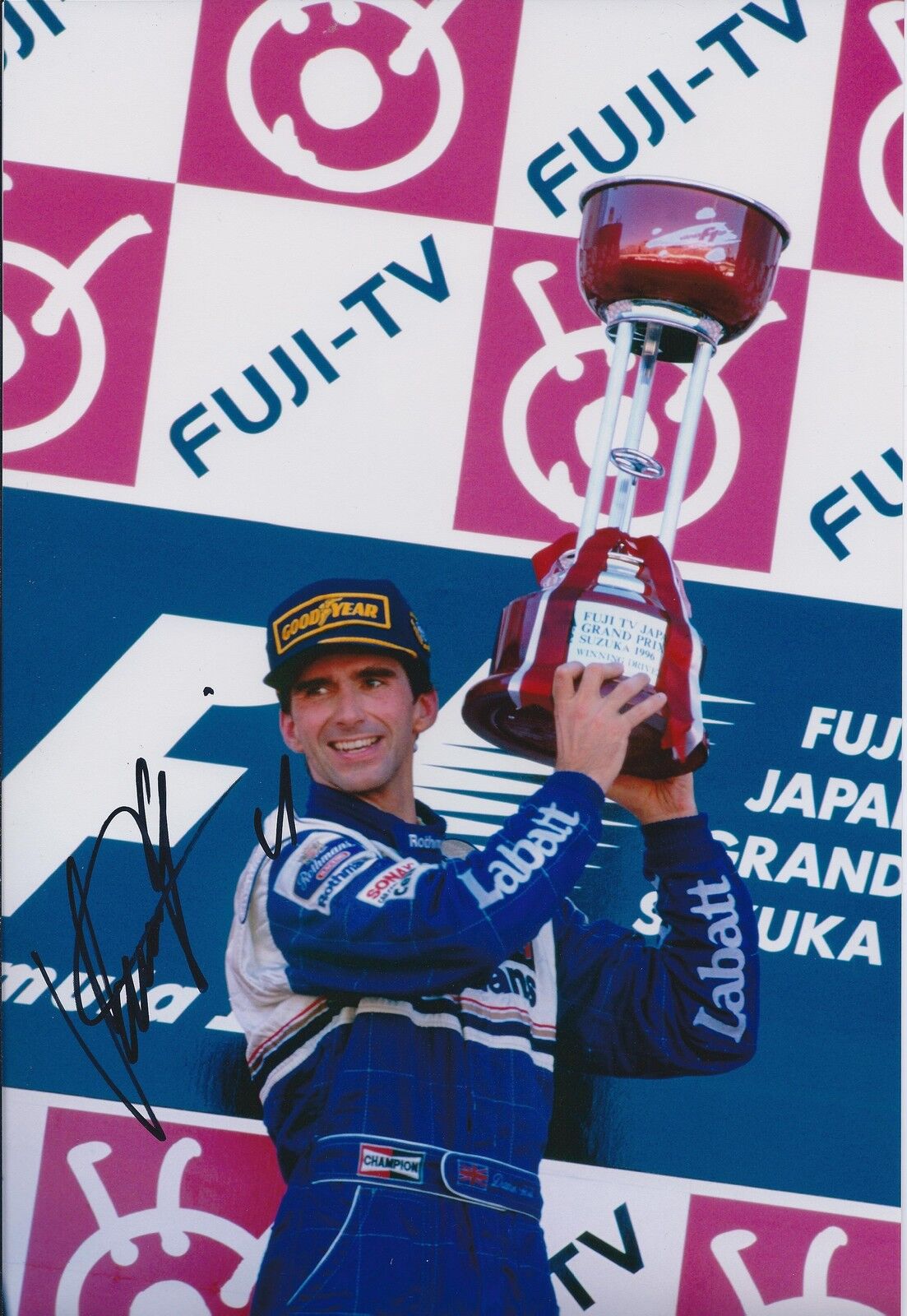 SIGNED Damon HILL Renault Autograph F1 12x8 Photo Poster painting AFTAL COA Champion Driver RARE