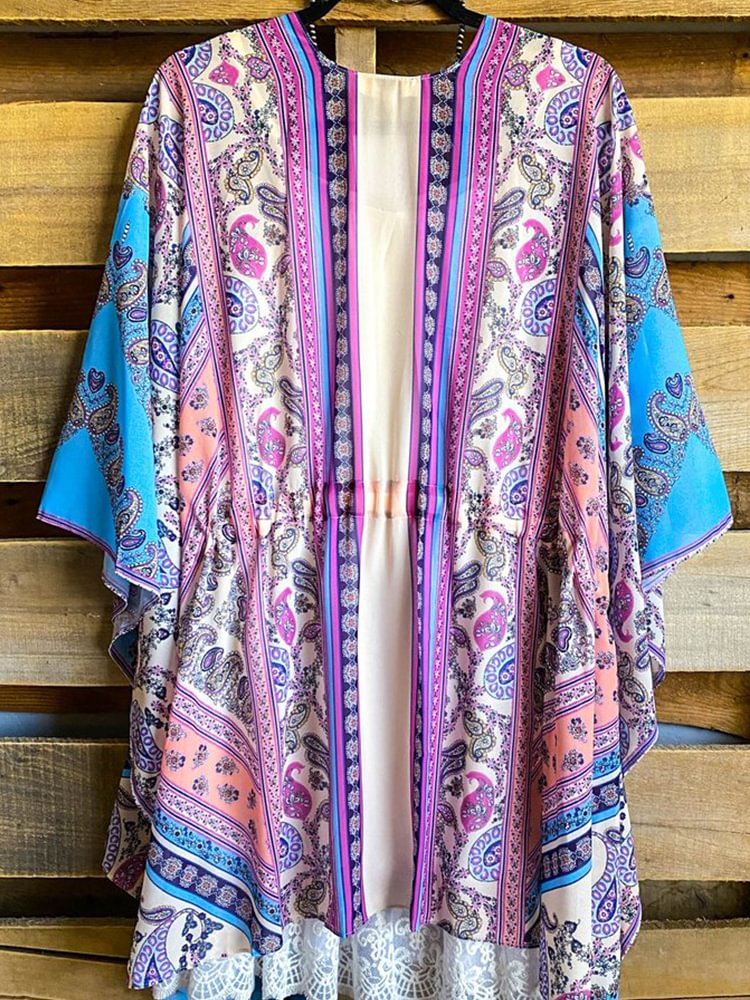 Oversized Casual Printed Kimono P175440316