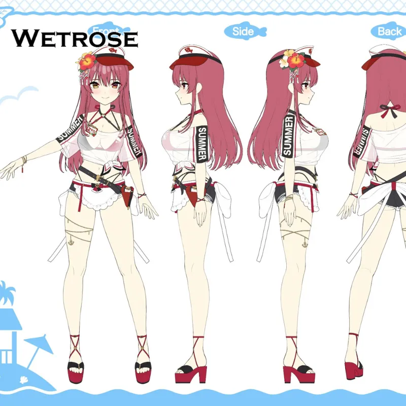 [Deposit Poll] Wetrose Hololive Vtuber Houshou Marine Summer Swimsuit Racing Outfit Cosplay Costume
