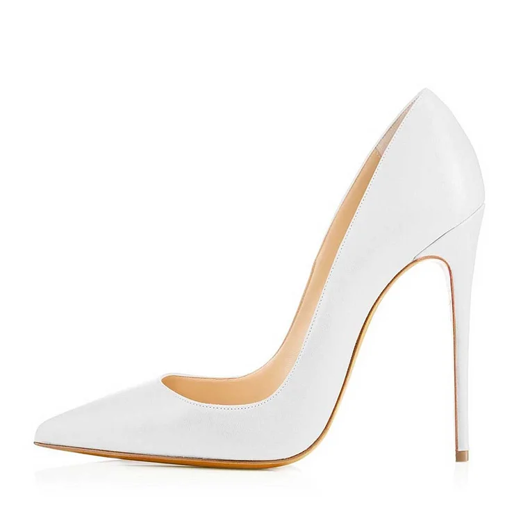 White Pointy Toe Stiletto Heels Dress Shoes for Office Commuting Vdcoo