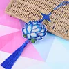 Full Bead Embroidery Keychain Lotus Printed Craft Gifts(10x9cm)