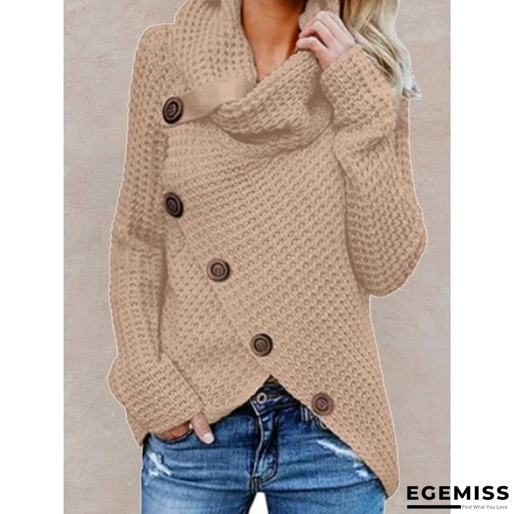 Buttoned Wrap Turtleneck Sweater | EGEMISS