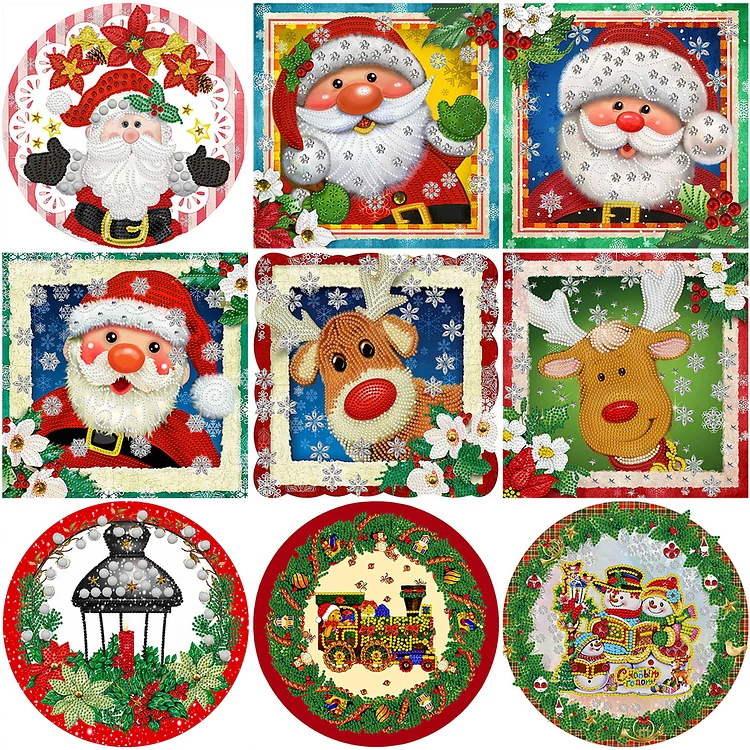 Partial Drills Special-shaped Drill Diamond Painting -Pink Santa Claus -  30*30cm