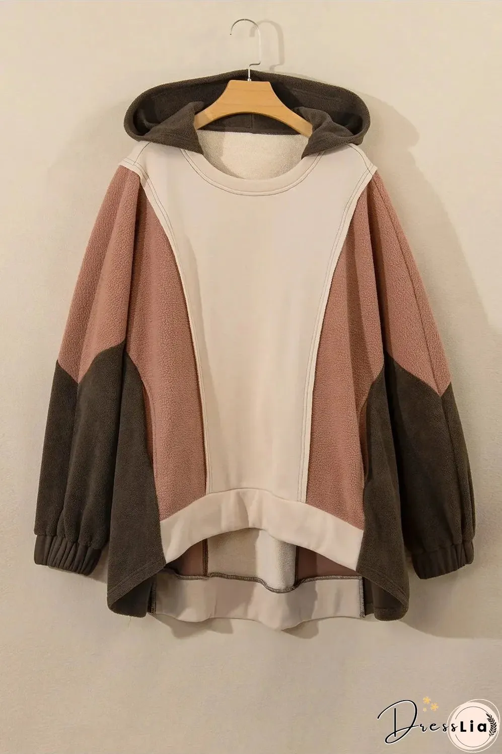 Plus Size Color Block Long Sleeve Hoodie