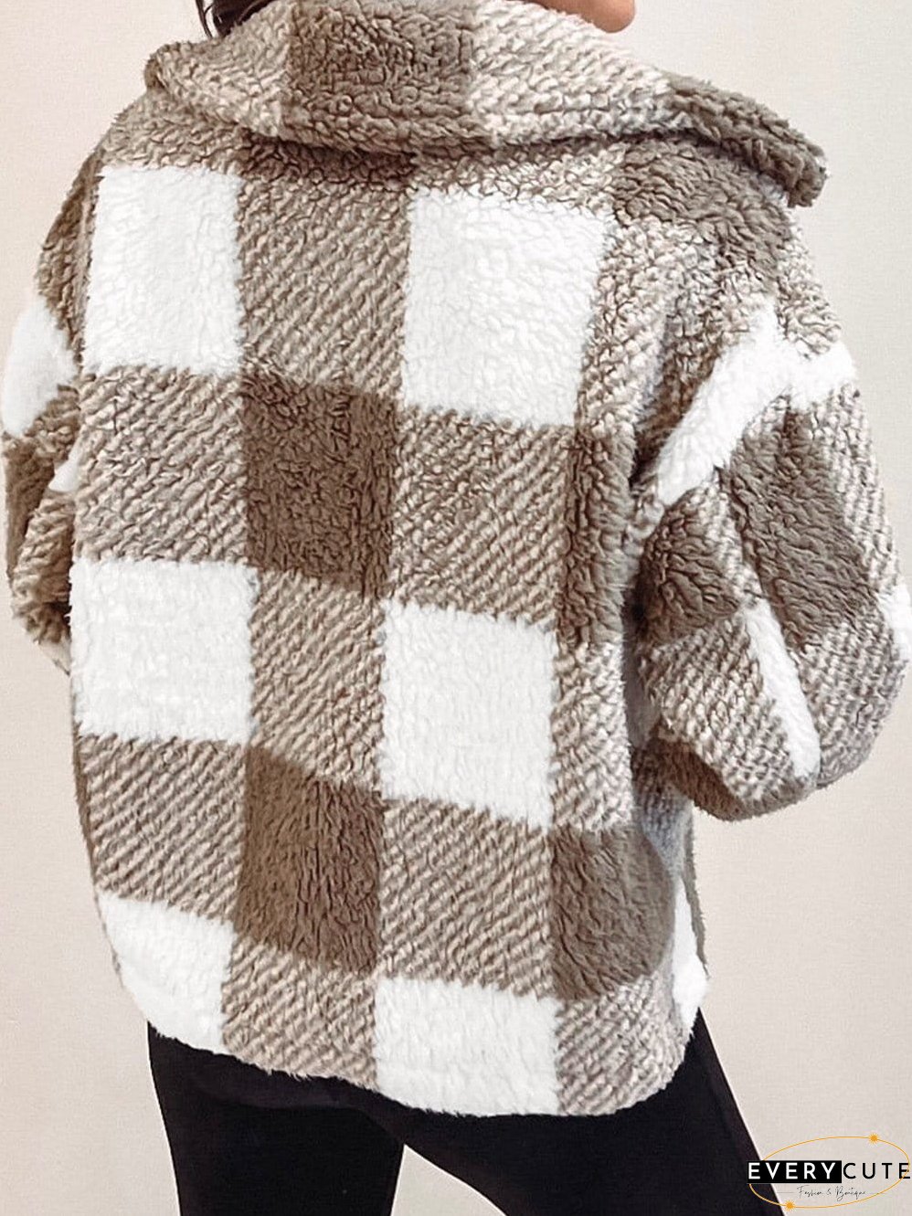 Casual Plaid Sherpa Jacket for Fall/Winter