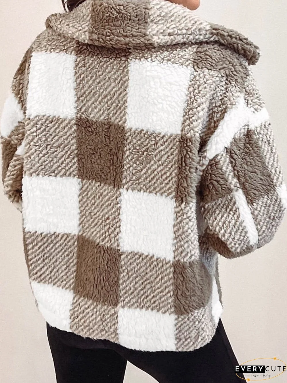 Casual Plaid Sherpa Jacket for Fall/Winter