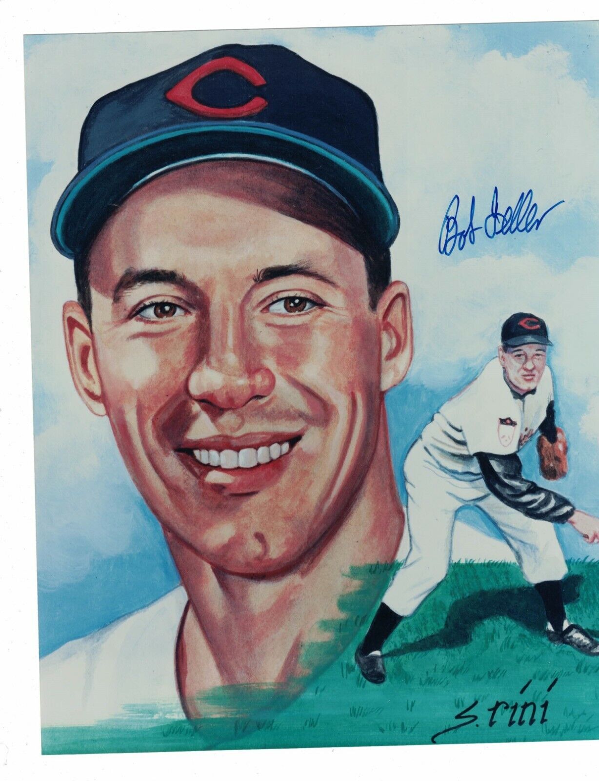 Bob Feller Cleveland Indians Signed 8 x10