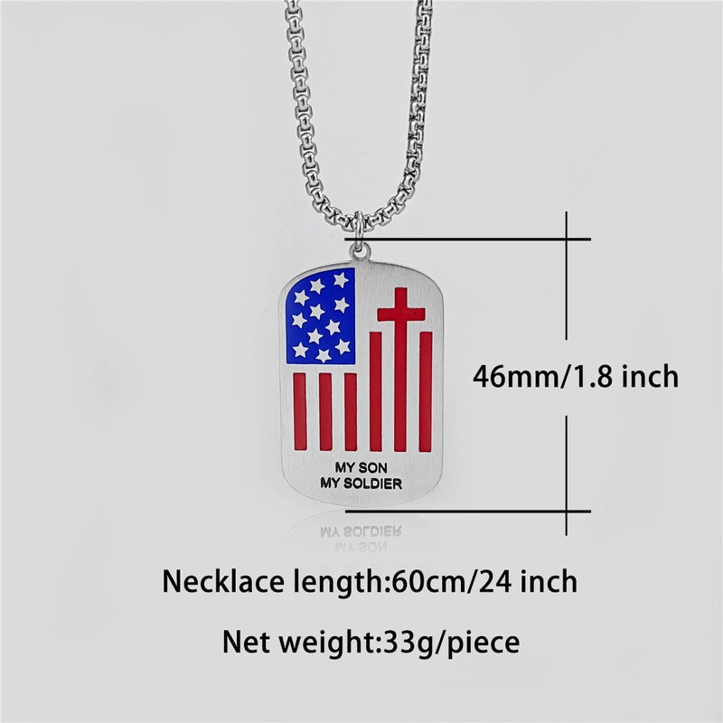 1 Piece 26mm 46mm 60cm 304 Stainless Steel Waves Heart Shape American Flag Pendant Chain