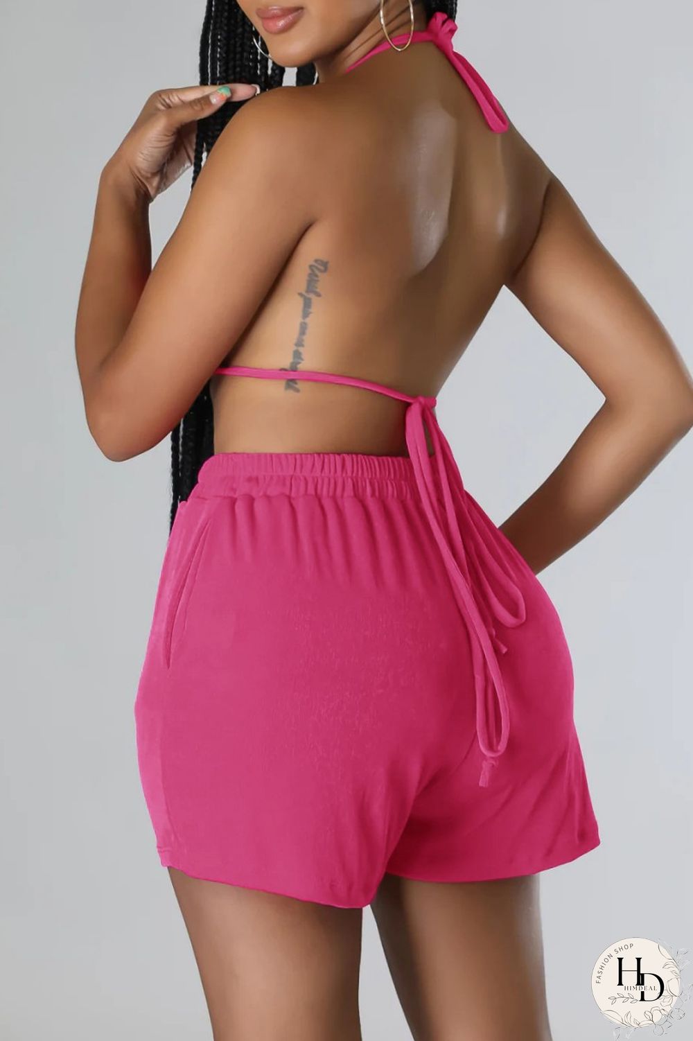 Blue Sexy Casual Solid Frenulum Shirt Collar Short Sleeve Three Piece Set