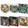(US Only)6PCS DIY Christmas Elk Diamond Art Greeting Cards Congratulations Cards & Gifts