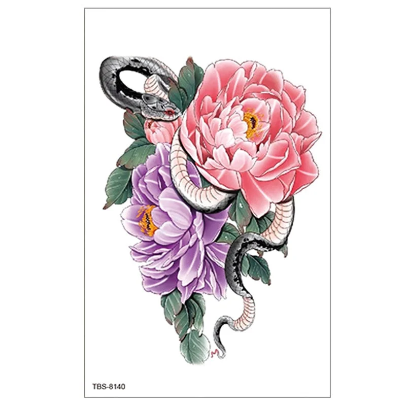 Fake temporary tattoo stickers Violet flowers rose arm shoulder tattoo Sticker Chest waterproof lady women big on body leg men