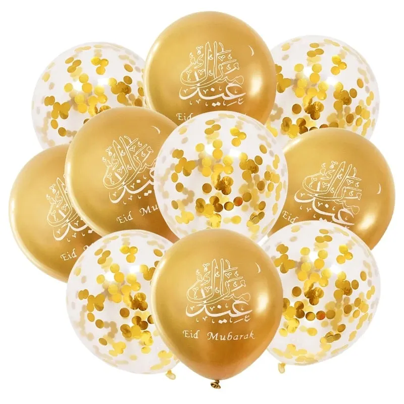 1Set Eid Mubarak Letter Foil Balloons Ramadan Kareem Decorations Banner Star Moon Helium Globos Muslim Islamic Party Supplies