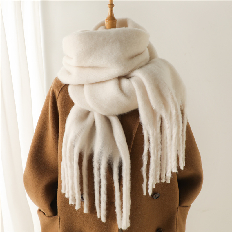 Women's Vintage Mohair Warm Extra Long Tassel Scarf - Helixace