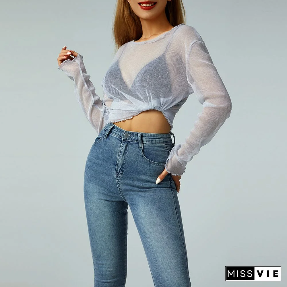 Women Sheer Mesh Glitter Sequin T Shirt/Bodysuit See Through Long Sleeve Turtleneck Sparkle Tee Blouse Tops Clubwear