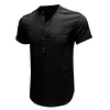 Gioiacombo™ Camicia a maniche corte con colletto Henley tinta unita