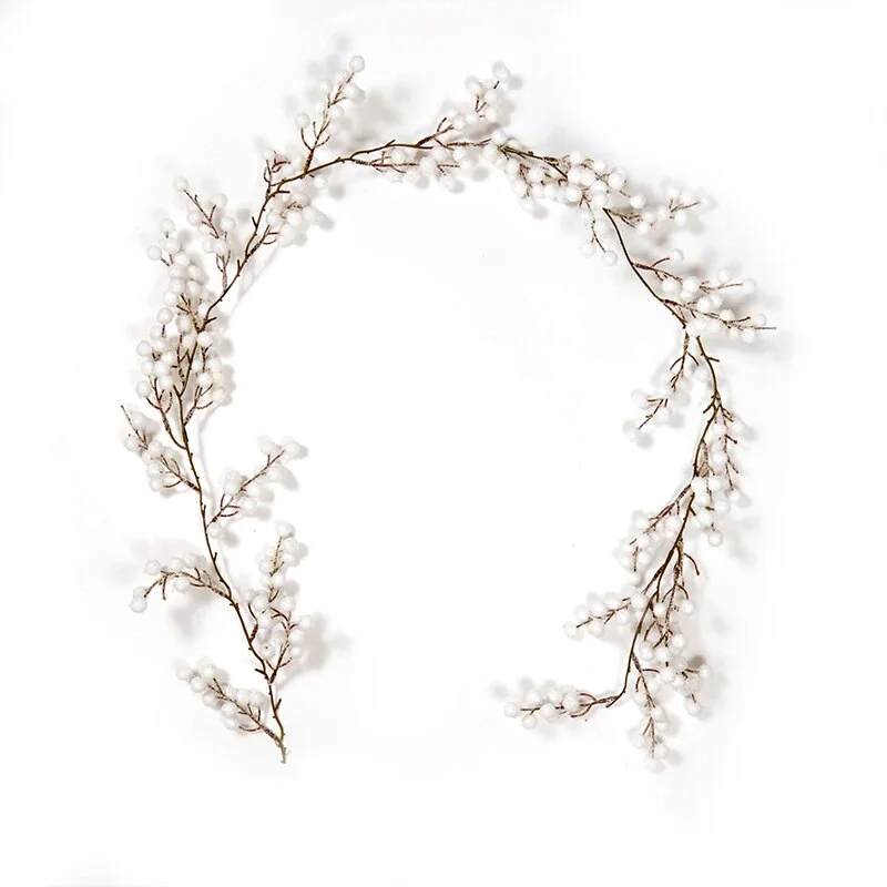 150cm Christmas Wreath Rattan Artificial Vine Hanging Floral Garland Christmas Decorations for Home Xmas Fireplace Door Decor