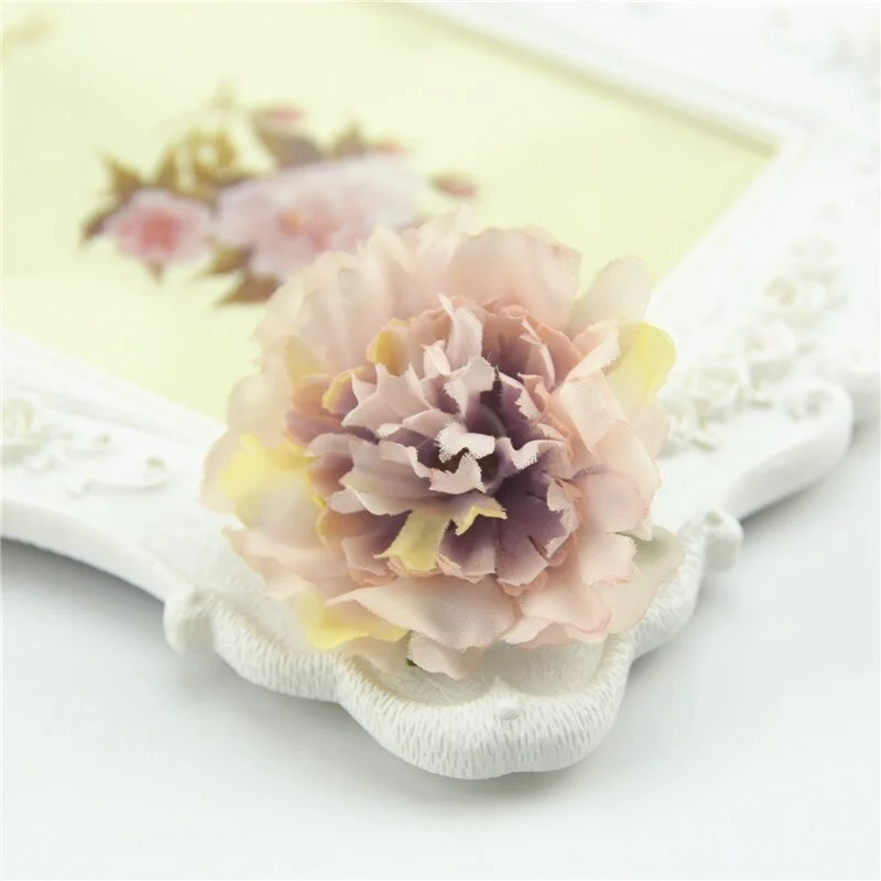 10pcs Cheap 4.5cm Mini Artificial Silk Flower Heads European Fall Vivid Peony For Wedding Home Decoration Chrismas Gift Crafts