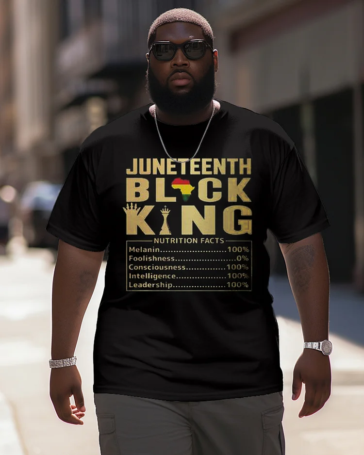Black King Printed Large Men's Short Sleeved T-Shirt