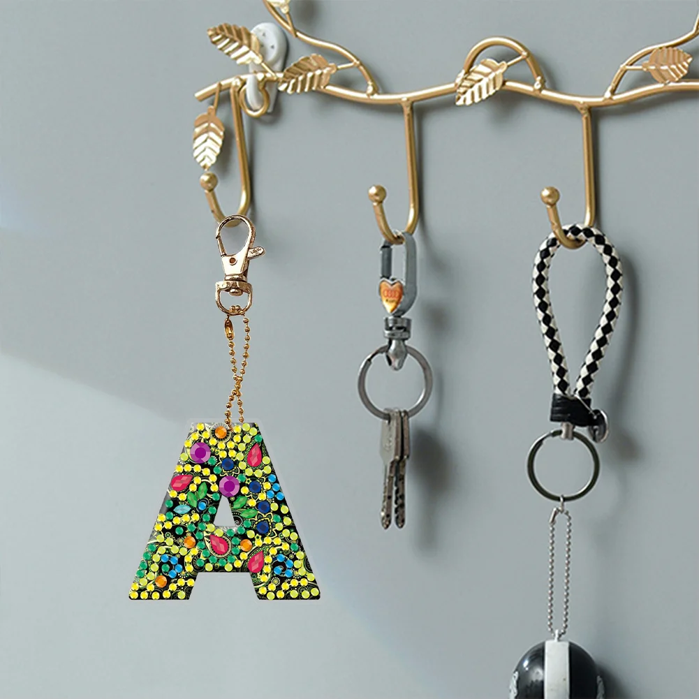 DIY Diamond Art Keychains Handmade Point Drill Key Ring Letters Lady Bag Pendant