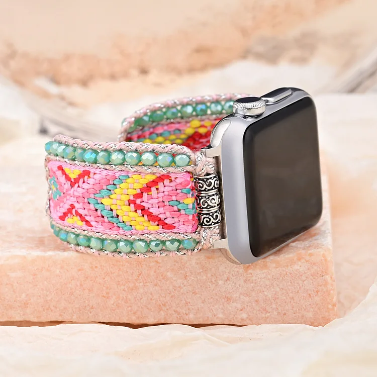 Olivenorma Amazonite Pink Nylon Braided Apple Watch Strap